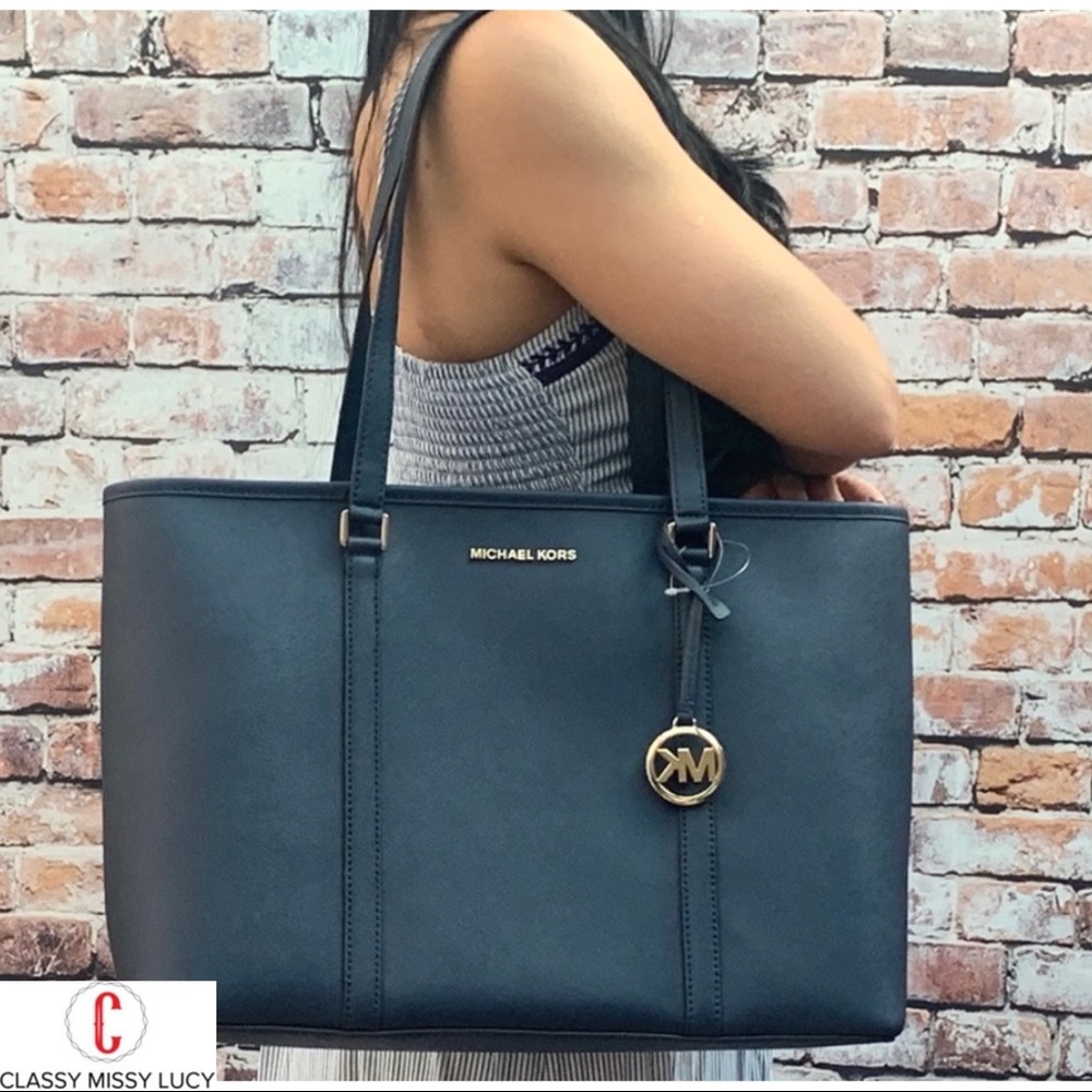 NWT Michael kors Sady Laptop Bag navy blue